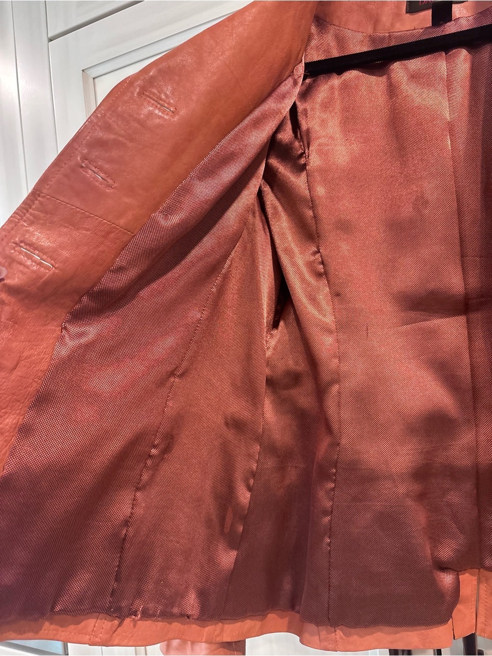 Danier genuine leather blazer jacket coral/dusty rose large button front - Picture 11 of 14